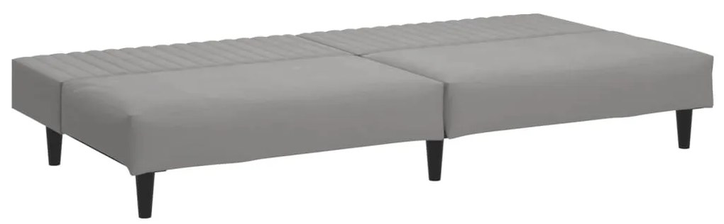 Sofá-cama de 2 lugares veludo cinzento-claro