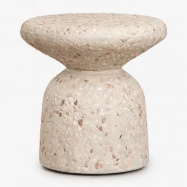 Mesa De Cabeceira Ø40 Cm Em Cimento Zanira Terrazzo Bege - Sklum