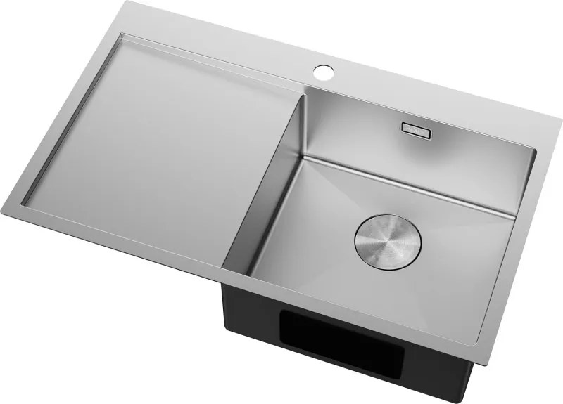 Mexen Exar lava-loiça em aço inoxidável de 1 cuba com escorredor à direita 780 x 480 mm, inox - 6434781010P-01