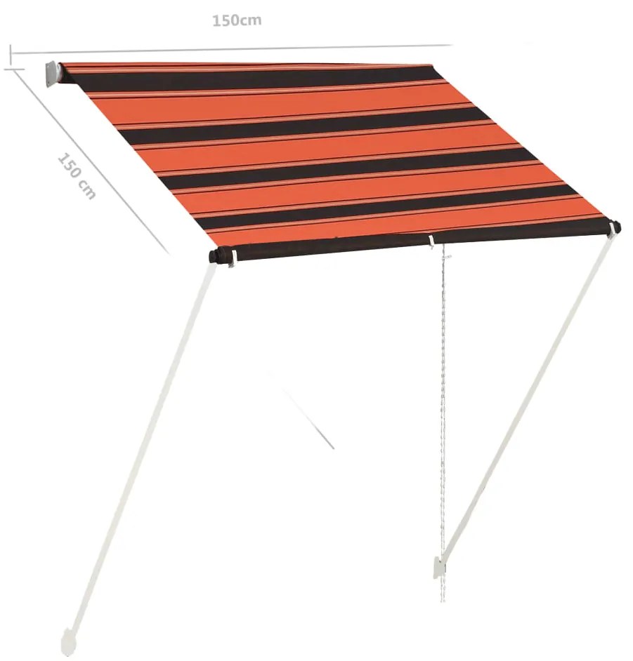 Toldo retrátil 150x150 cm laranja e castanho