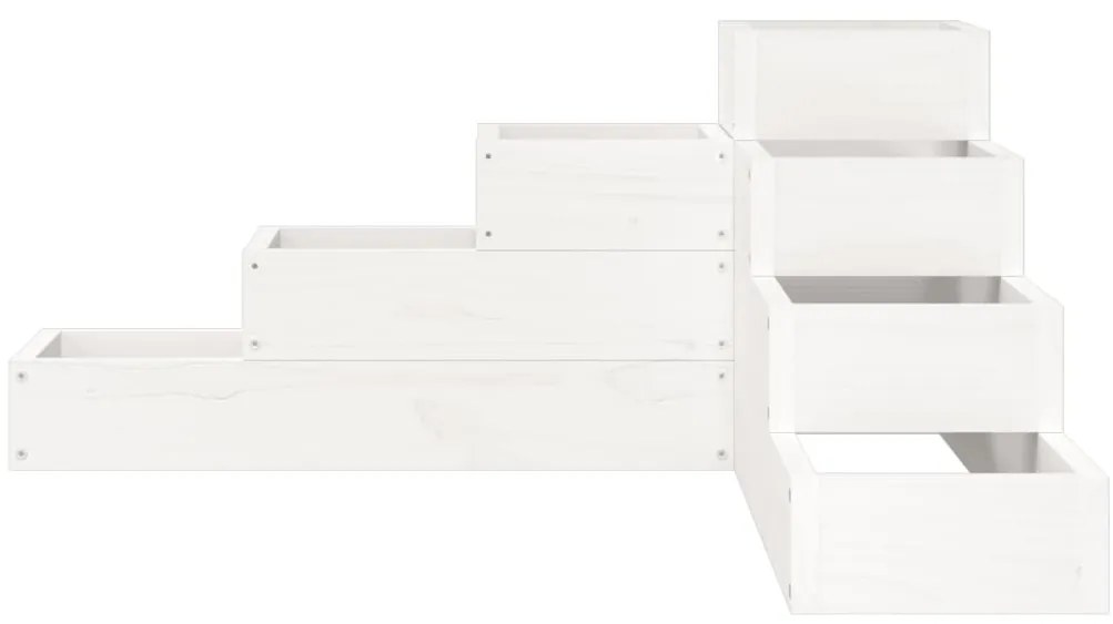 Floreira de jardim c/ 4 níveis 80,5x79x36cm pinho maciço branco