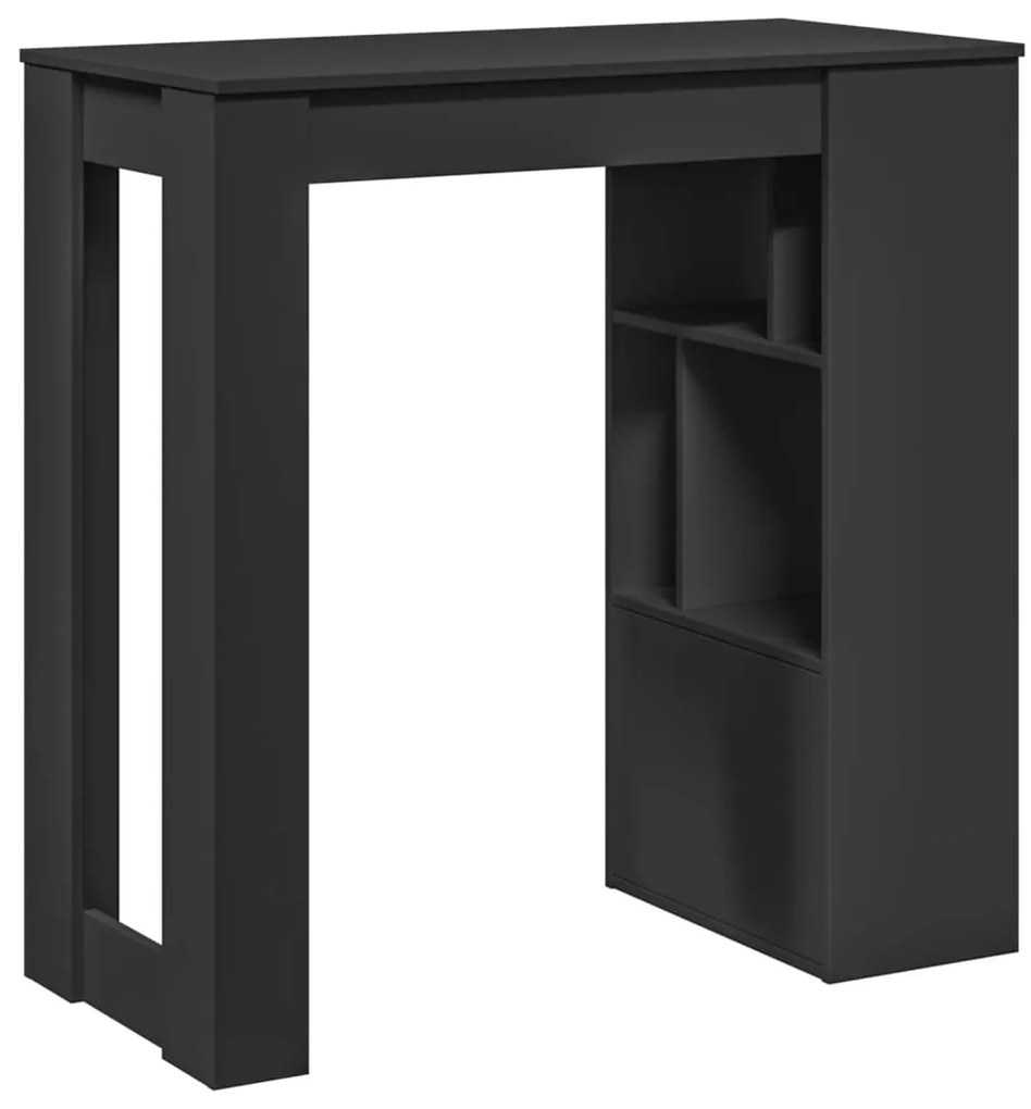 Mesa de bar com prateleiras derivados de madeira preto