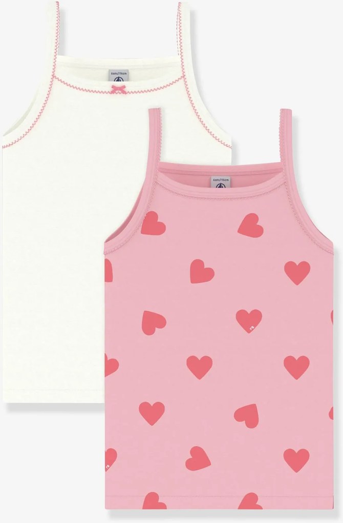 Lote de 2 tops de alças Petit Bateau para criança branco