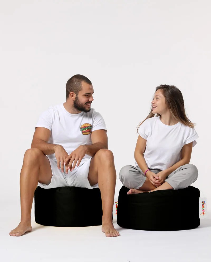Pufe de Jardim Round Pouf – Preto – 55x30 cm | Tribo Home