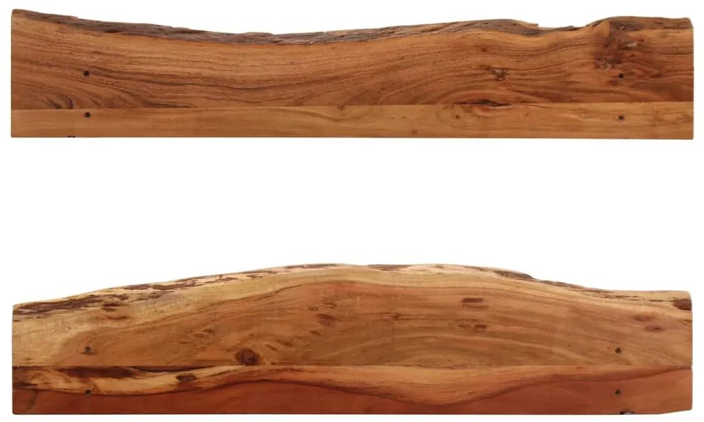 Prateleiras parede 2 pcs 110x20x18 cm madeira de acácia maciça