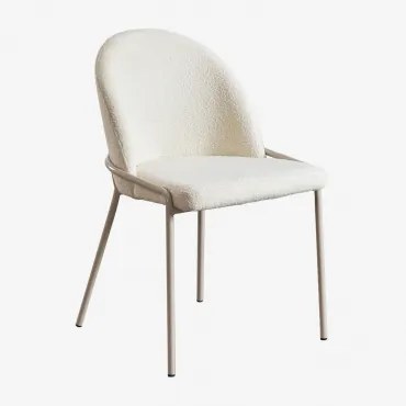 Pacote De 2 Cadeiras De Jantar Estofadas Grolet Bouclé Branco - Sklum