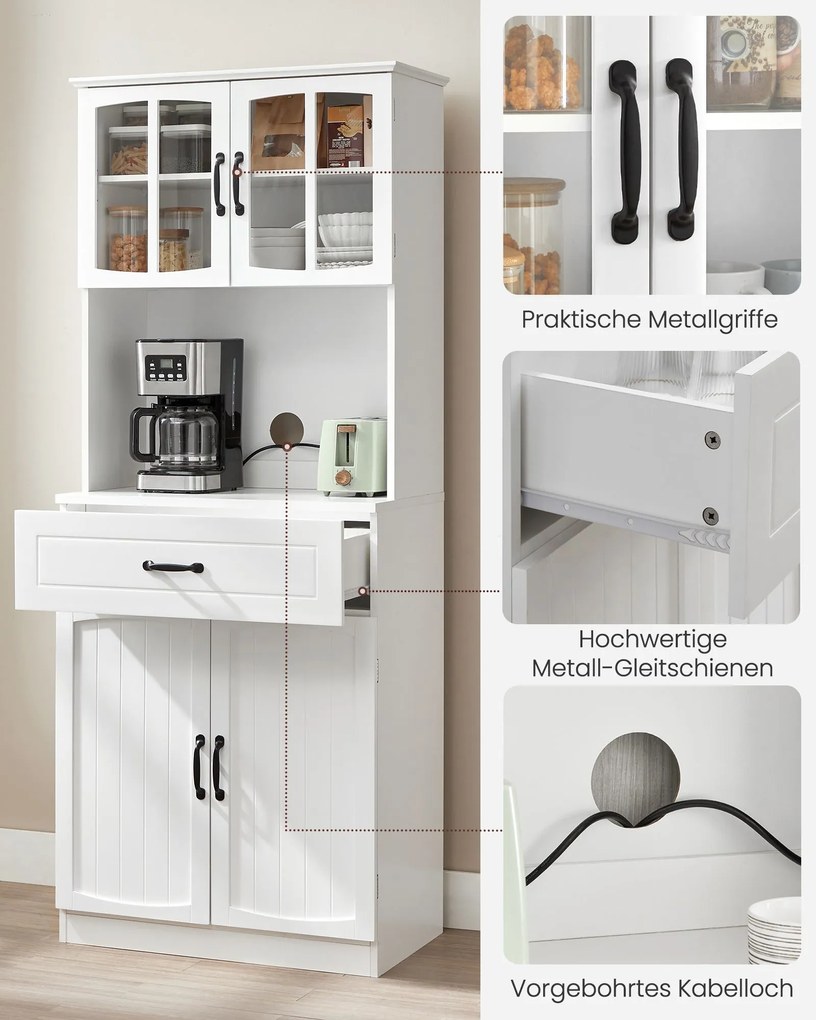 Armário de cozinha 41,5 x 73 x 179,8 cm com prateleiras reguláveis moderno Branco