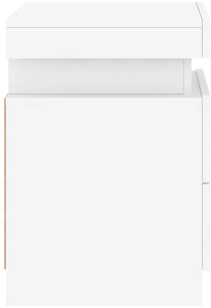 Mesa de cabeceira com luzes LED 35x39x55 cm branco