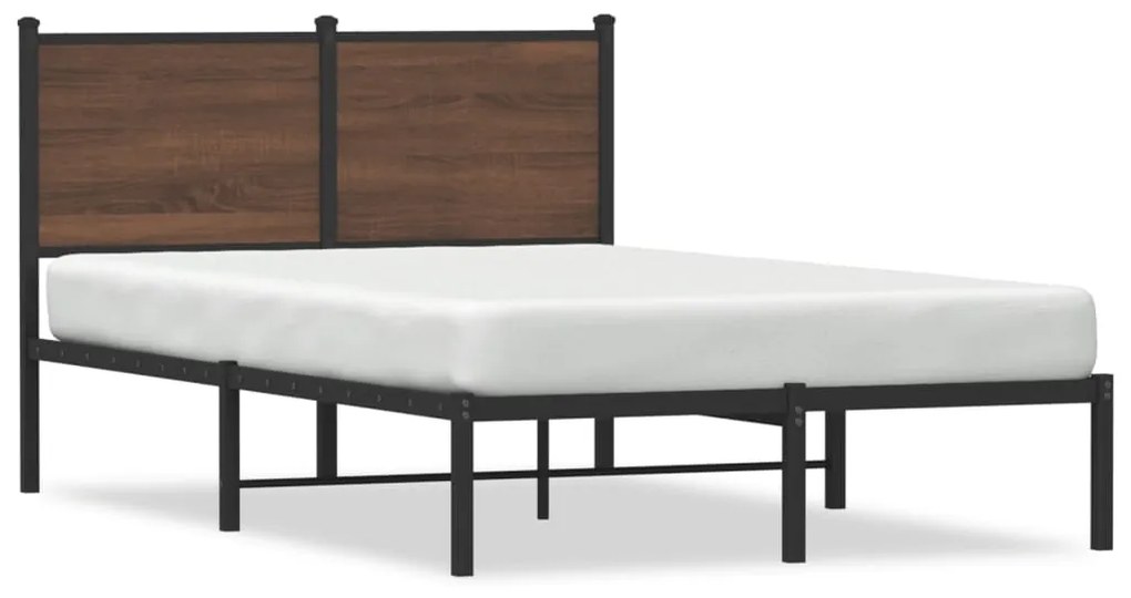 Estrutura cama com cabeceira 120x200cm metal carvalho castanho