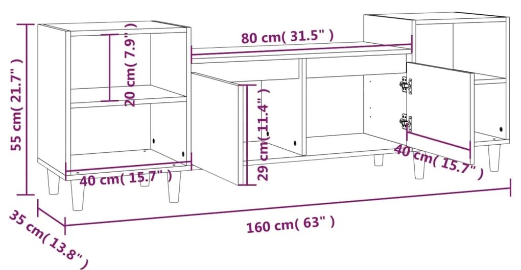 Móvel de TV Malva de 160 cm - Madeira Rústica - Design Moderno