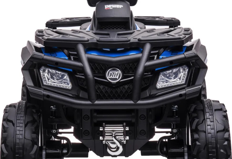 Moto 4 elétrica para crianças até 6 anos bateria de lítio de 24 volts, 4x4, pneus de borracha, banco em pele Azul