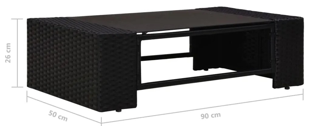 8 pcs conjunto lounge de jardim c/ almofadões vime PE preto