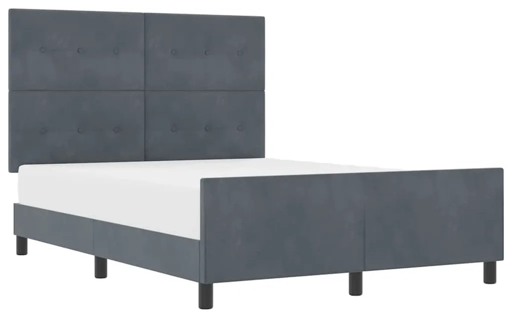 Cama de Veludo Cinza Escuro vidaXL 140x190 cm