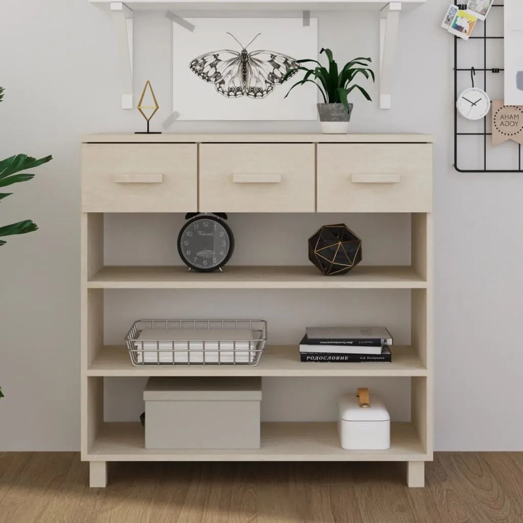 vidaXL Mesa consola HAMAR 90x35x90 cm pinho maciço castanho-mel