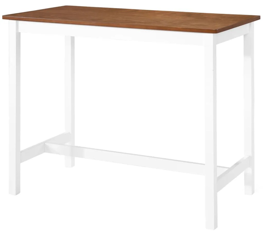 Mesa e cadeiras de bar 3 pcs madeira maciça castanho e branco