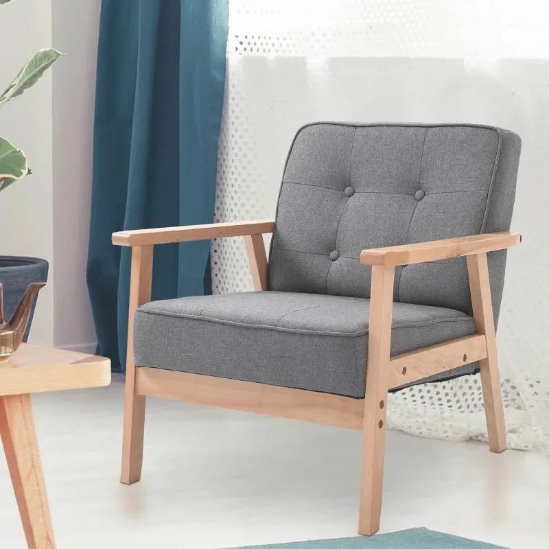 Poltrona Tim - Cinzento Claro - Design Retro