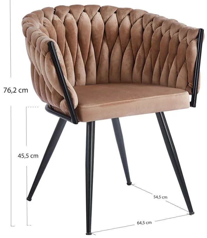 Cadeira Widny Black Veludo - Champanhe