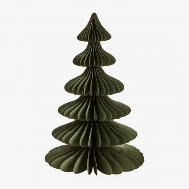 Árvore De Natal Em Papel Navira ↑45 Cm & Verde Pesto Com Borda Dourada - Sklum
