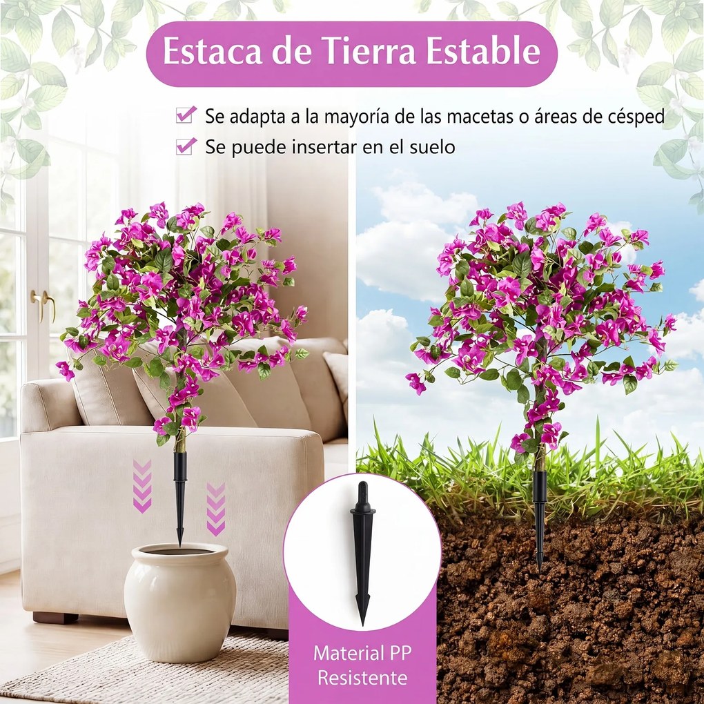 Conjunto de 2 Buganvílias Artificiais (VASOS NÃO INCLUIDOS), Resistentes ao Sol, Rosa