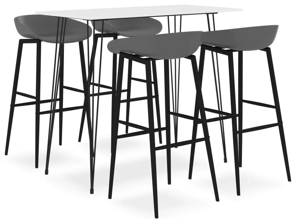 vidaXL 5 pcs conjunto de bar branco e cinzento