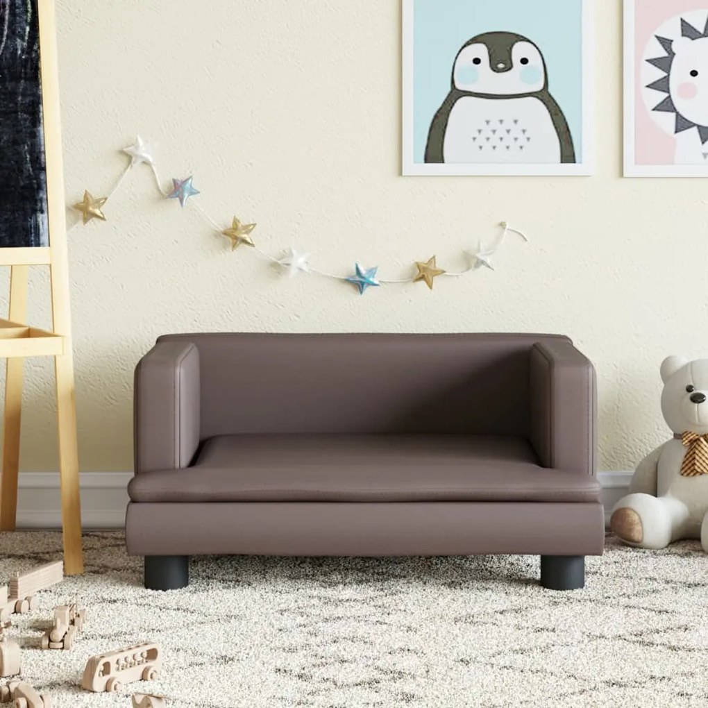 vidaXL Sofá infantil 60x40x30 cm couro artificial castanho