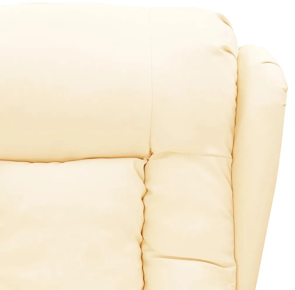 Poltrona de massagens elevatória couro artificial cor creme