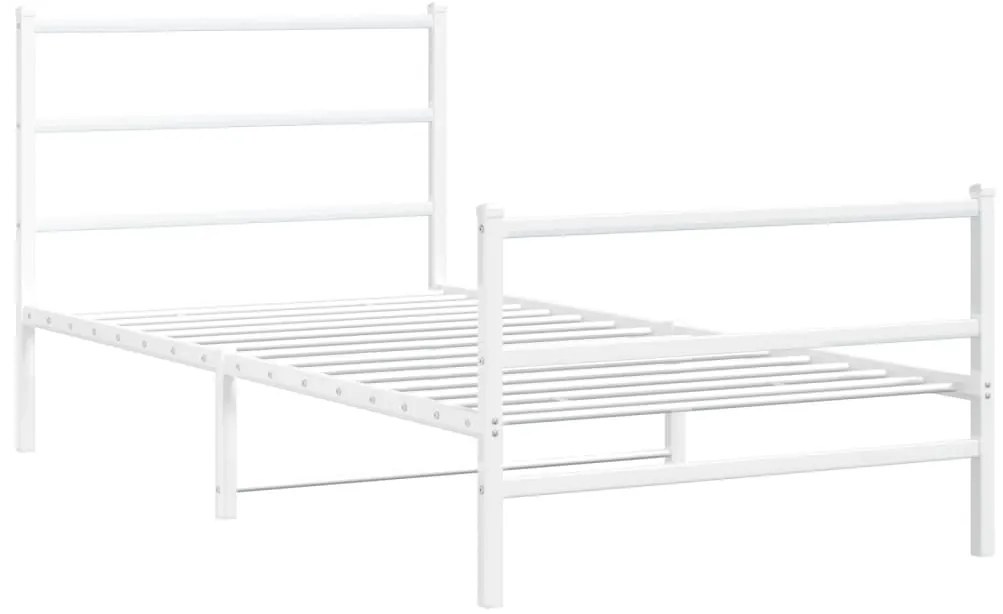 Estrutura de cama com cabeceira e pés 100x190 cm metal branco