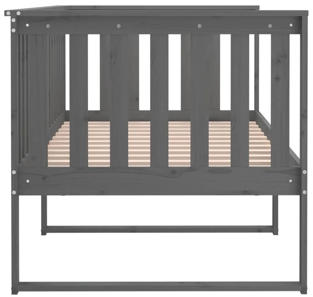 Sofá-cama 90x190 cm madeira de pinho maciça cinzento