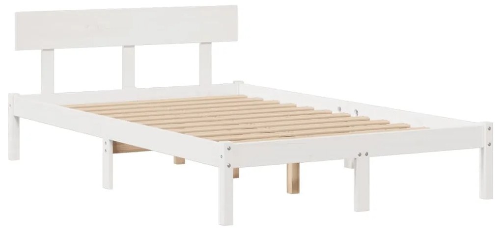 Cama com estante sem colchão 135x190 cm pinho maciço branco