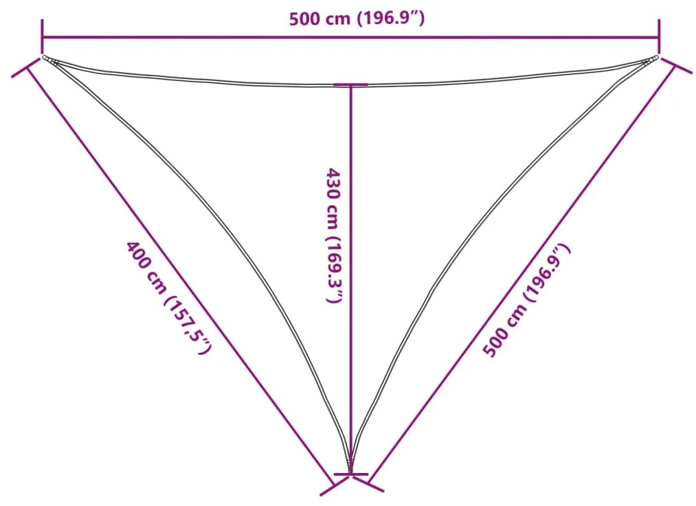 Para-sol estilo vela tecido oxford triangular 4x5x5 m preto