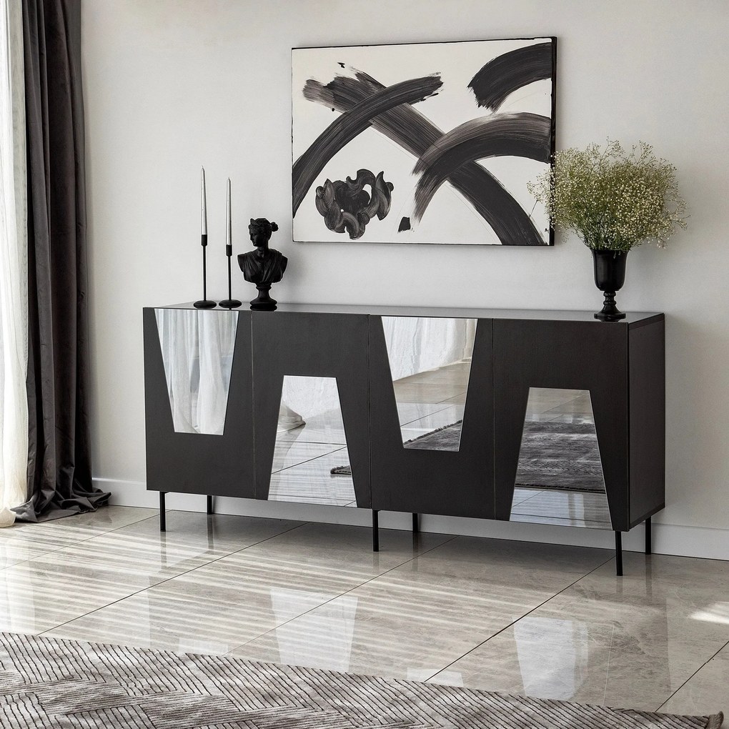 Console Venice – Preto Fumê – 180x80x40 cm