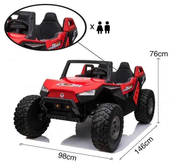 Carro elétrico para crianças BUGGY MAEM 24V XXL 2 Lugares 4x4 Vermelho