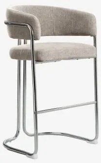Banqueta Alta Com Encosto Estofado E Estrutura Em Ferro Zantria ↑75 Cm & Tecido Toupeira - Sklum