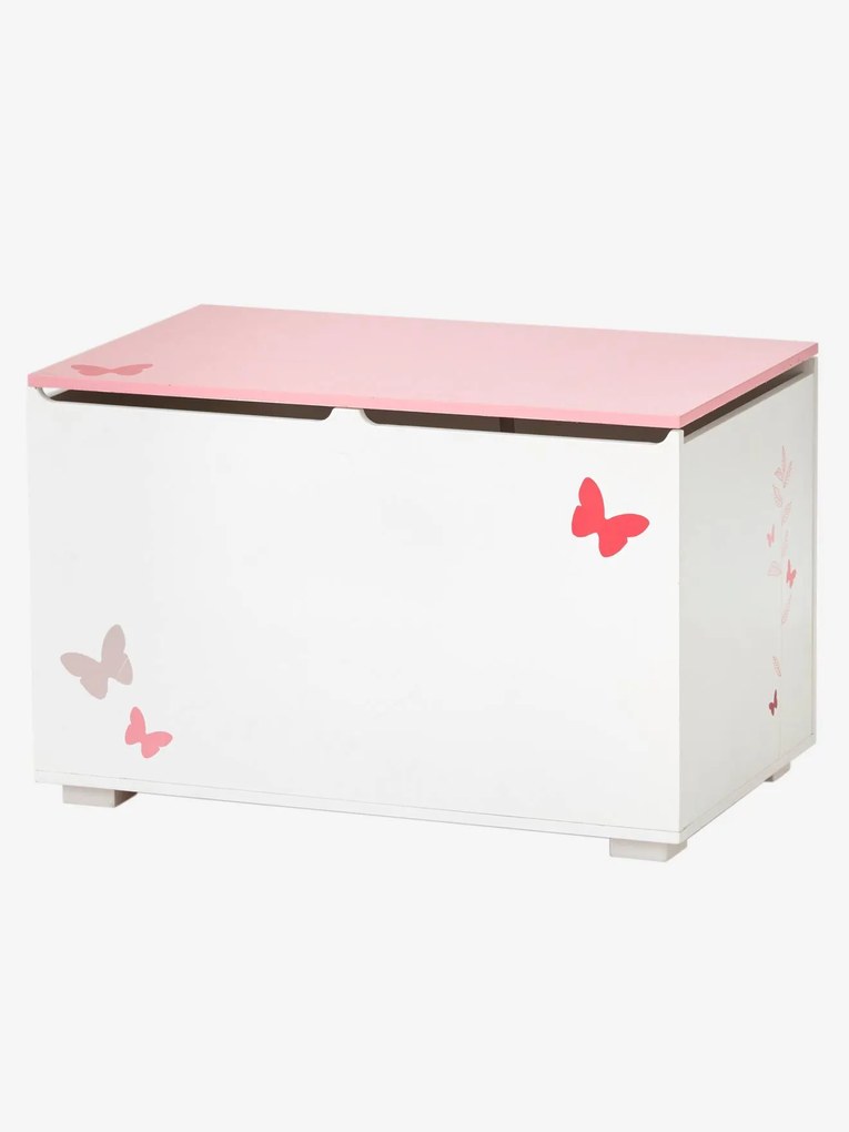 Arca para brinquedos, tema Voo de borboletas branco claro liso com motivo