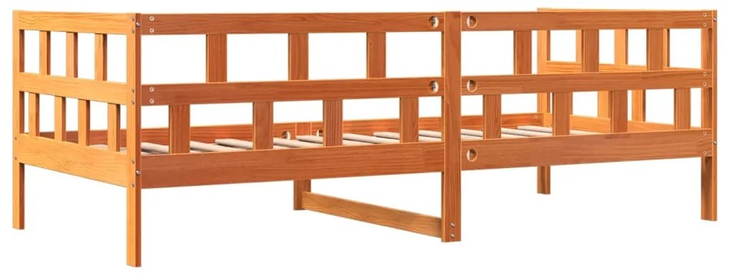 Sofá-cama 90x190 cm madeira de pinho maciça castanho cera