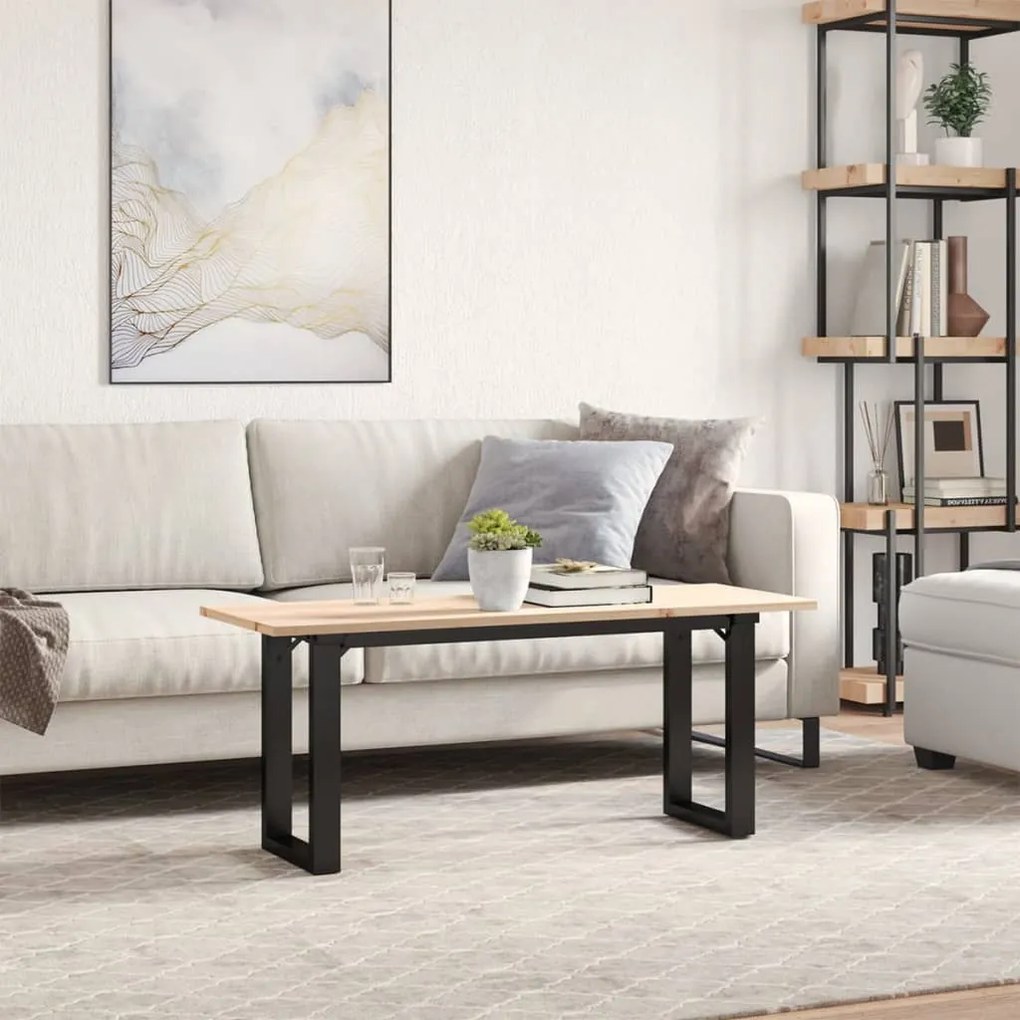 Mesa de centro estrutura em O 110x40x45cm pinho e aço