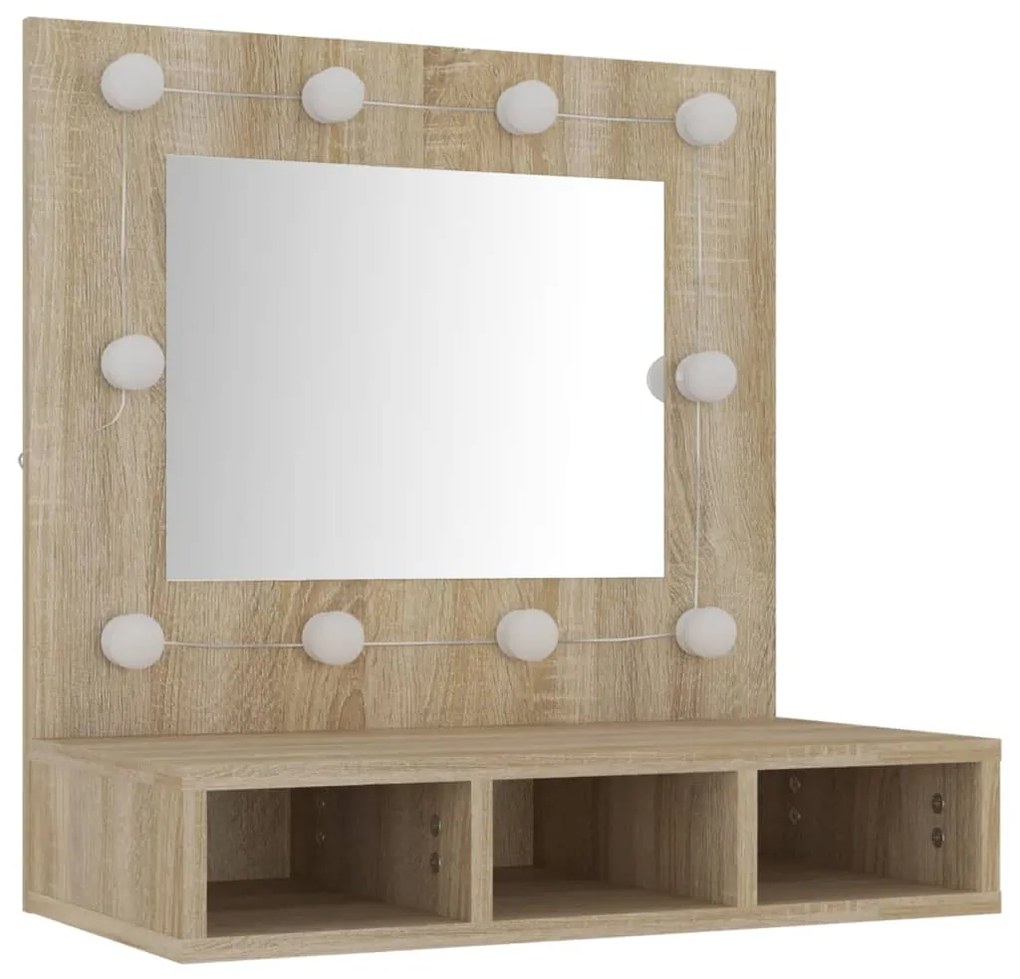 Armário espelhado com LED 60x31,5x62 cm carvalho sonoma