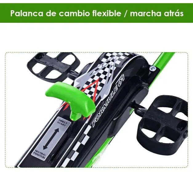 Kart Carro de pedais para crianças com rodas de borracha, embraiagem e travão 98 x 59 x 61 cm Verde