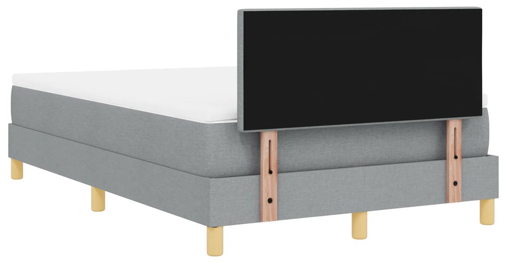 Cama Box Spring com Colchão Cinza-claro 120x200 cm Tecido