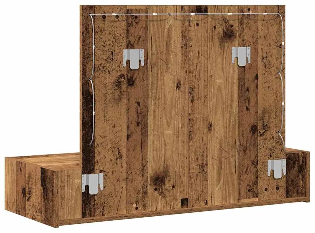 Mesa de Toucador Suspensa com Luzes LED Madeira Antiga