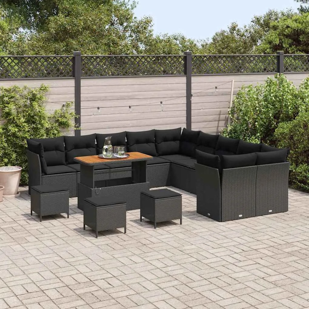 Conjunto de Sofás de Jardim de 14 Peças da com Almofadas de Rattan Pre