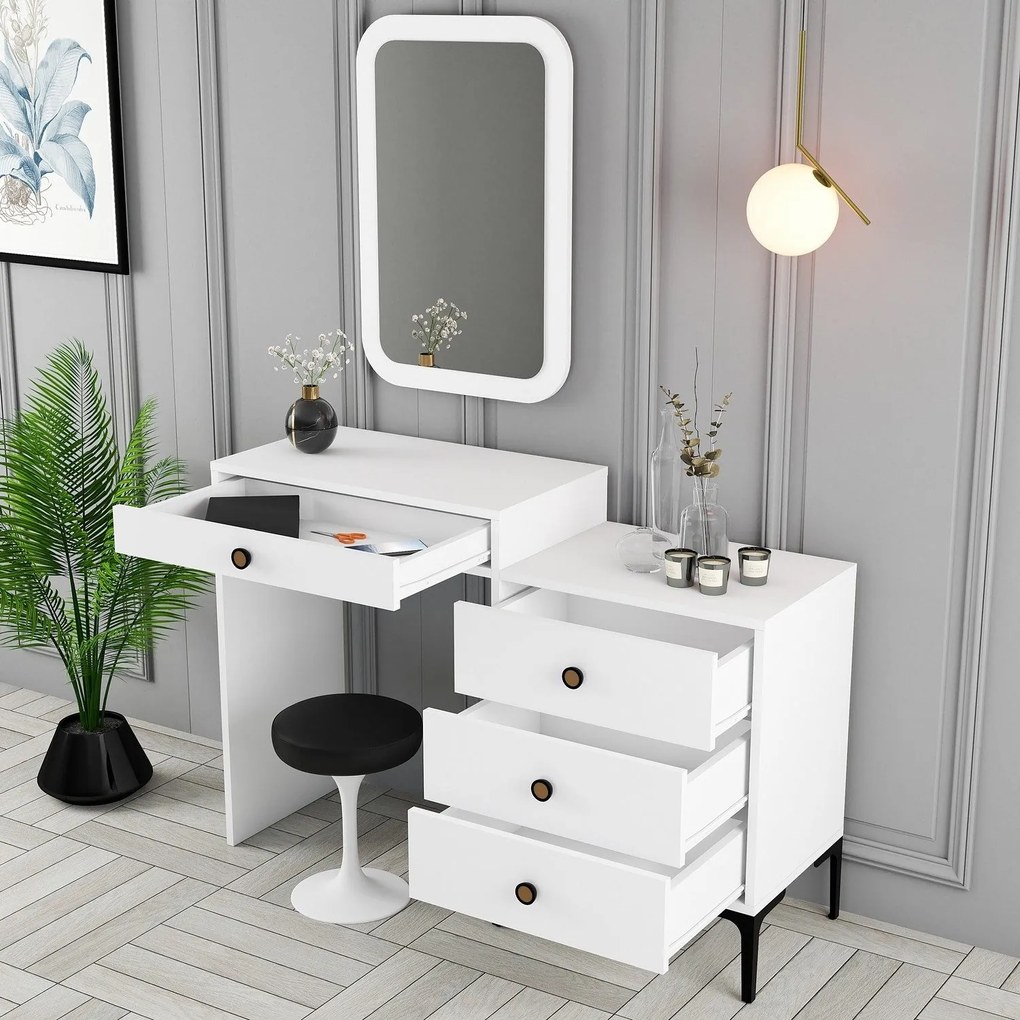 Cómoda Lizbon500 – Branco – 124 cm x 84,7 cm x 40 cm