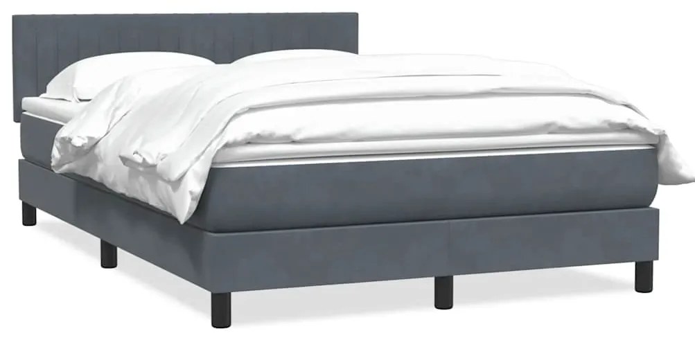 vidaXL Cama com molas/colchão 140x210 cm veludo cinzento-escuro