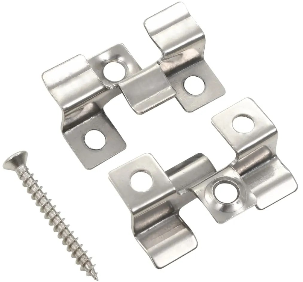 VidaXL Clipes de pavimento 100 pcs c/ 200 parafusos de aço inoxidável