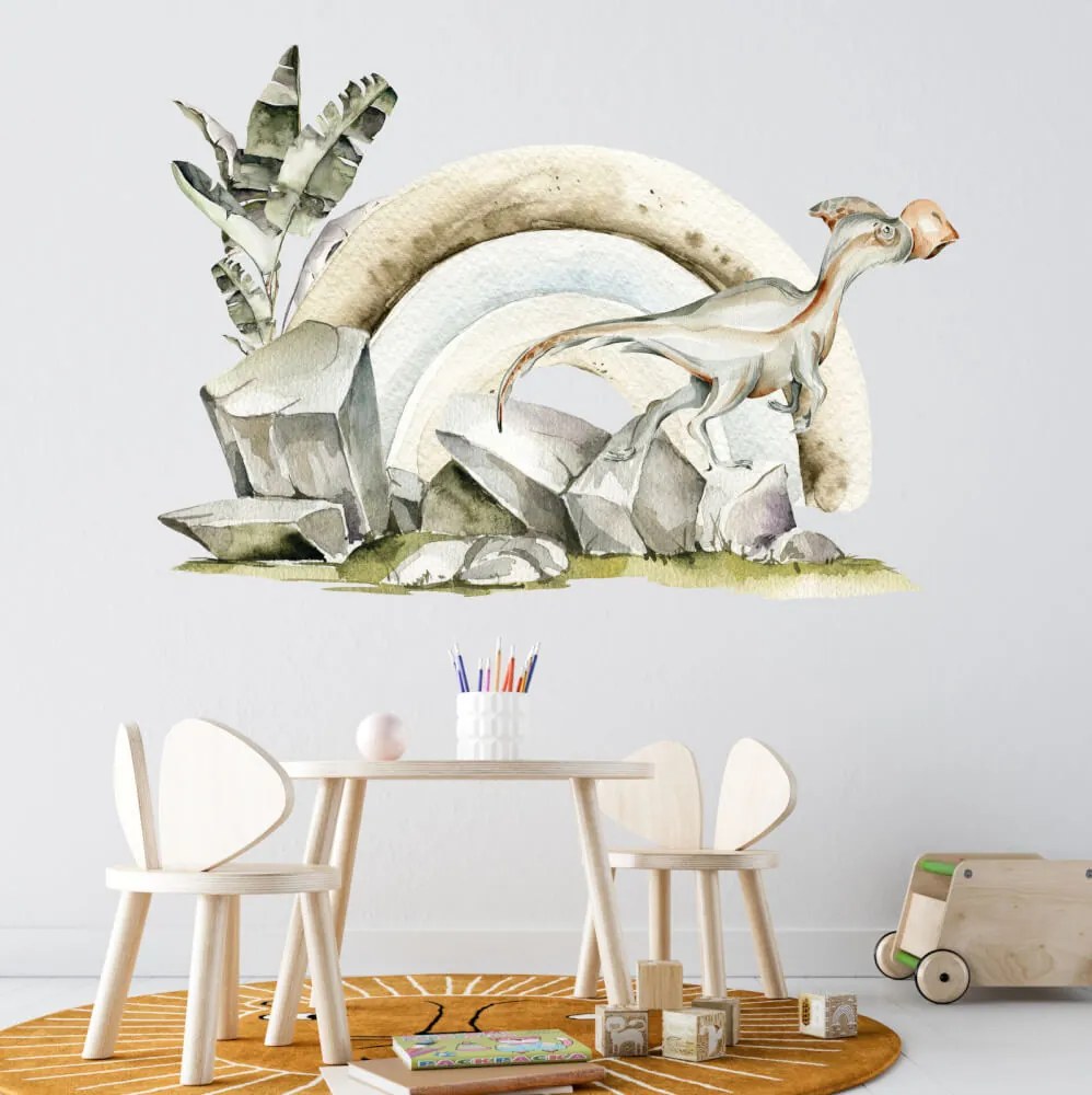 Autocolantes de parede - Dinossauro e Arco-íris