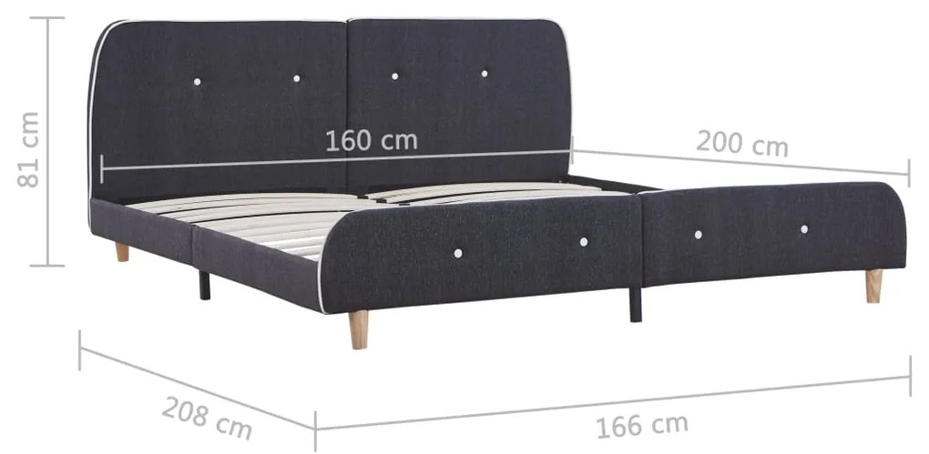 Estrutura de cama 160x200 cm tecido cinzento-escuro