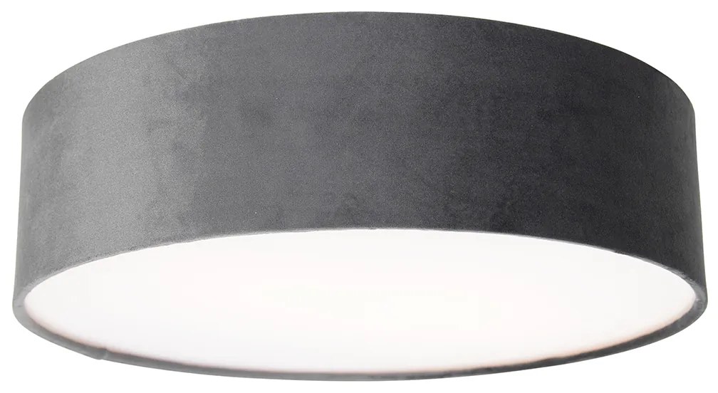 Candeeiro de teto moderno cinzento 40 cm com interior dourado - Drum Moderno
