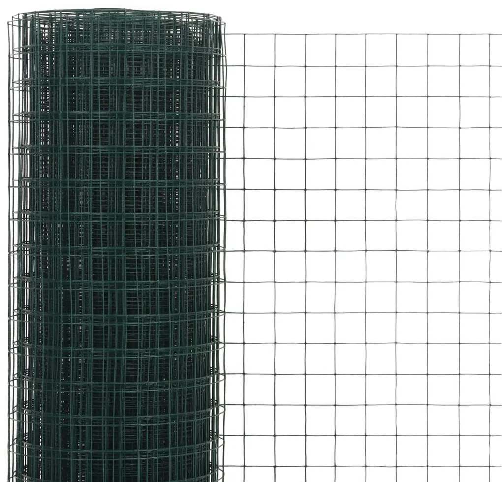 Cerca arame galinheiro 10x0,5 m aço c/ revestimento PVC verde