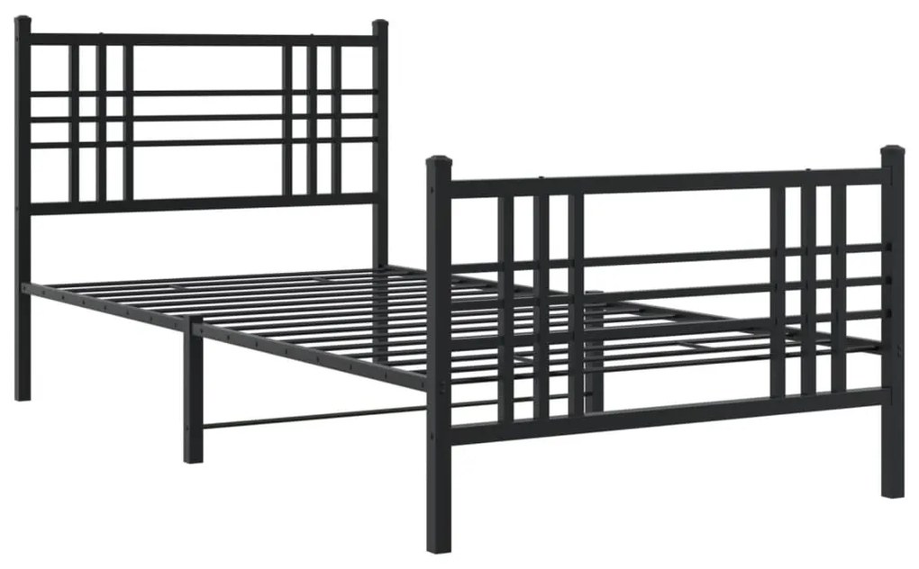 Estrutura de cama com cabeceira e pés 100x190 cm metal preto