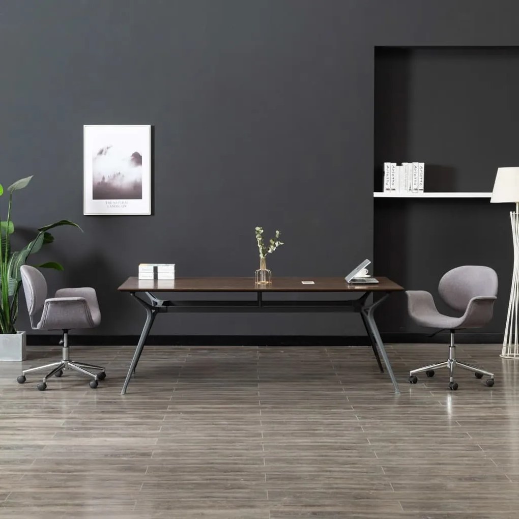 vidaXL Cadeiras de jantar giratórias 2 pcs tecido cinzento